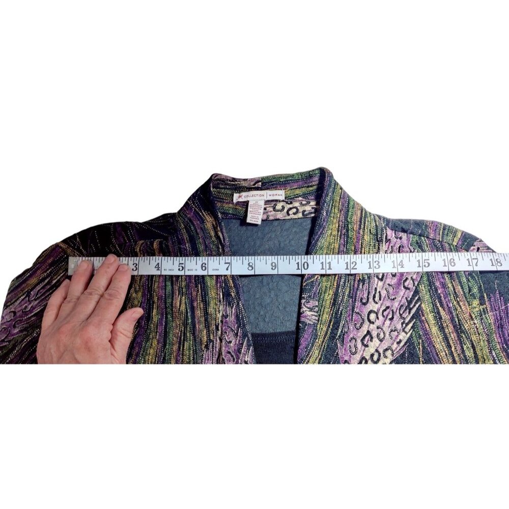 Women’s Cardigan Camisole Set 2x Black Purple Shimmer MJ Collection Mardi Gras - Picture 12 of 15